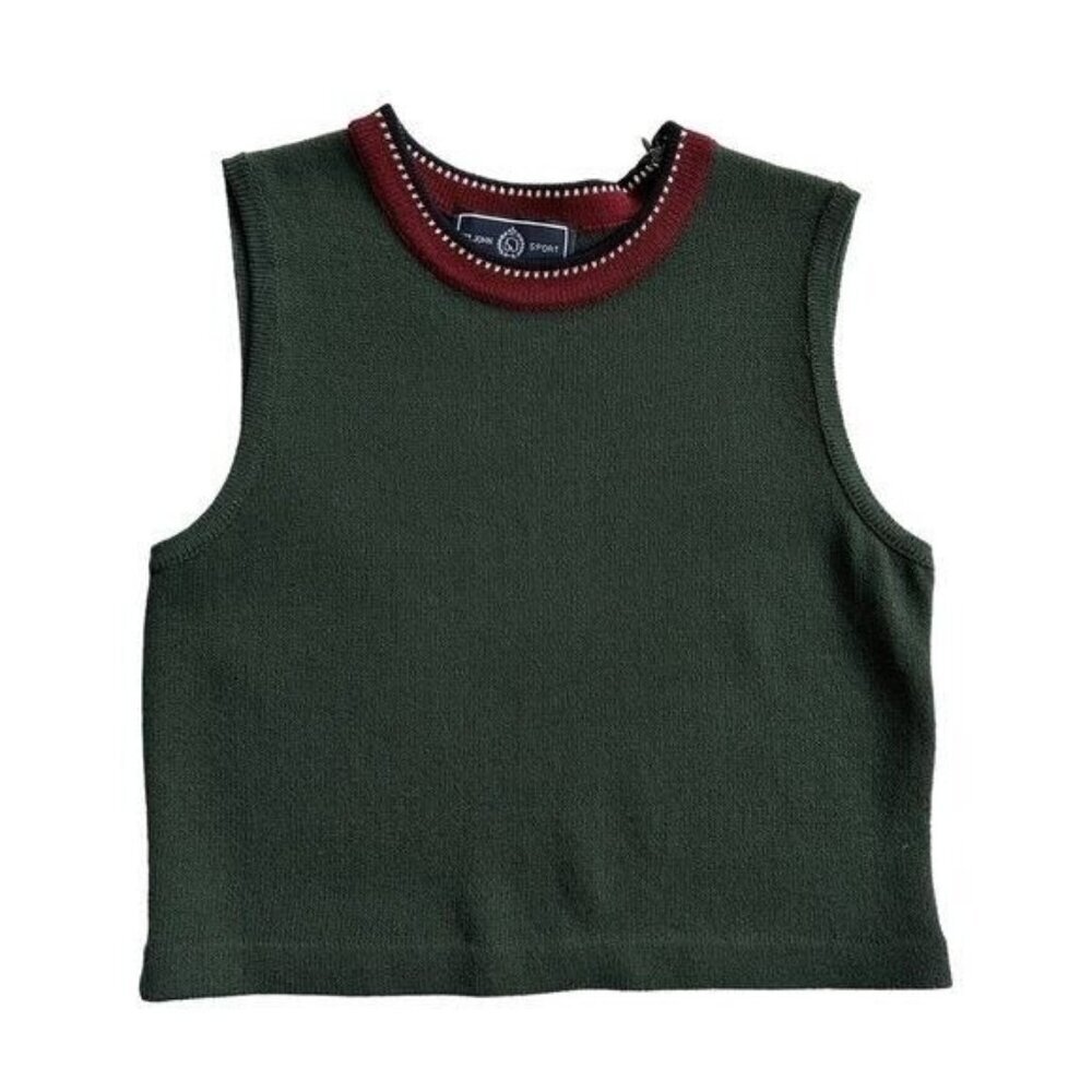 St. John Sport Sleeveless Sweater Size XS Knit Pullover Shell Zip Shoulder Top